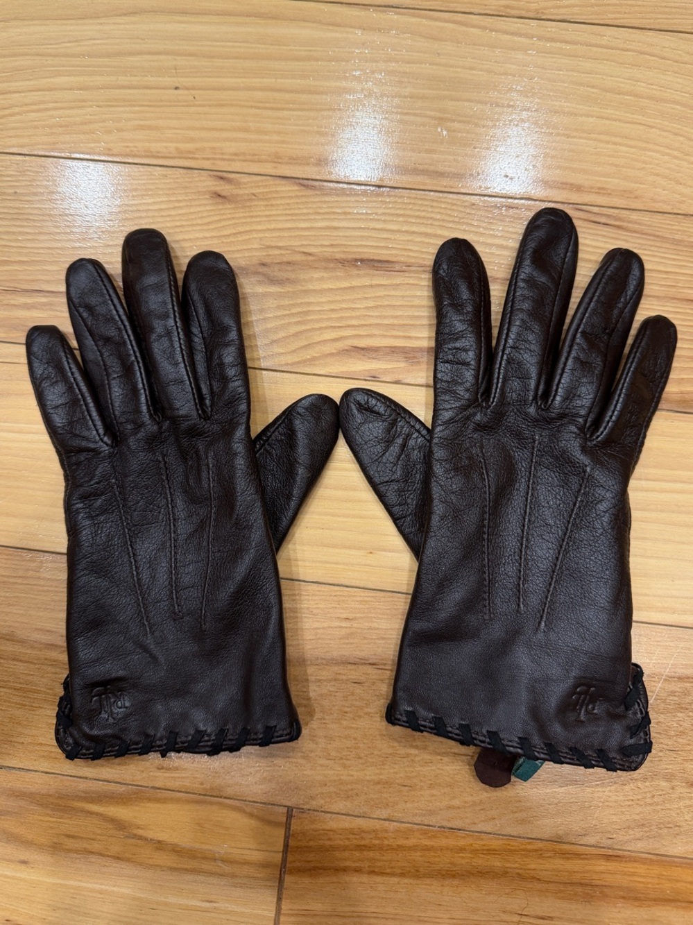 Ralph Lauren Dark Brown Leather Gloves Women